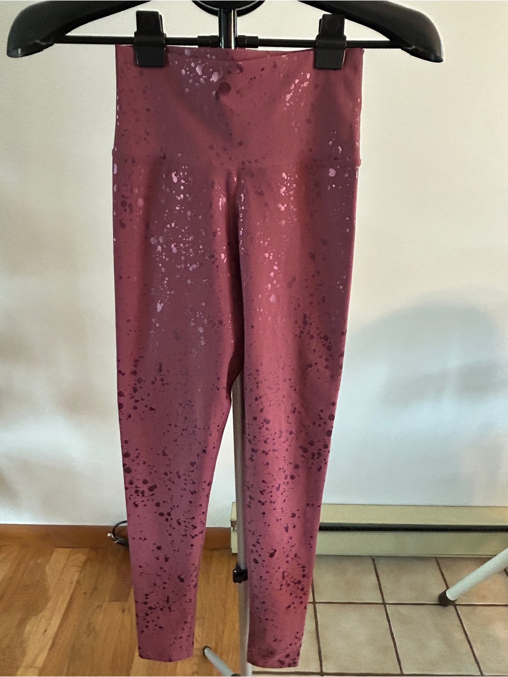 High-Waist Sparkle Splatter Leggings — Mauve